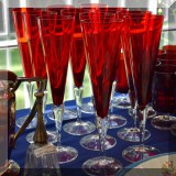K06. Red glass flutes. 